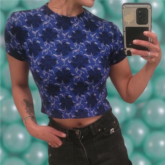 Authentic Original Vintage Style Tops - ETIENNE DE PARIS Vintage Floral Wool CropTop Made in France